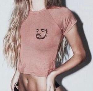 O Mighty Crying Drake Meme Embroidered Crop Top Tee, Pink, Women's Small.